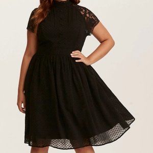 Torrid Retro Chic Black Chiffon Swing Dress Sz 28 NWT